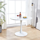The Solis DT90M Printed White Marble Dining Table