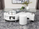Buckley 3-piece Coffee Table and Stools Set White High Gloss 703400