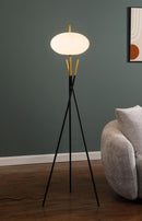 920089 LAYTON WHITE ORB SHADE TRIPOD FLOOR LAMP BLACK
