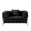 The Dynasty C8001B Black Luxury Armchair w/ Gold legs