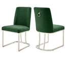 The Royale DC05SGN Green Dining Chair w/ Sliver Base 2/box