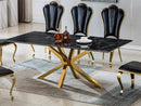 DT201GMB Black Marble Dining Table w/ Gold Base