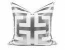 LUXE GEOMETRIC 22" x 22" PILLOW COVER - WHITE & SILVER