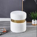 G03W WHITE AND GOLD ROUND OTTOMAN
