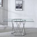 DT303 Silver Glass Top Dining Table