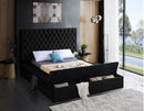 BLACK VELVET KING STORAGE BED FRAME