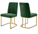 The Royale DC05GGN Green Dining Chair w/ Gold Base 2/box