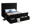BLACK VELVET KING STORAGE BED FRAME