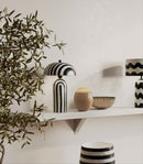 TOV-G18570 Maiori Black Striped Papier Mache Table Lamp