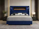 Romance2-Blue Velvet Platform Queen Bed