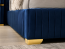 Romance2-Blue Velvet Platform Queen Bed