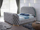 1181 Grey King Tv Bed W/ 7 Color Fireplace, LED & 2 USB Headboard