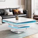 1248 White Coffee Table w/ LED,Bluetooth Speaker & Wireless Charge