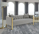 509111 EASTBROOK VELVET UPHOLSTERED 2PC GREY SOFA/CHAIR SET