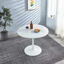 The Solis DT90M Printed White Marble Dining Table