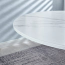 The Solis DT90M Printed White Marble Dining Table
