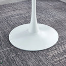 The Solis DT90M Printed White Marble Dining Table