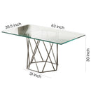 DT303 Silver Glass Top Dining Table