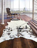 Modern Rustic Faux Fur Art Hide  5x7 Brown Patch Rugs