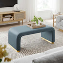 EEI-6735-BRA-CAB Velvet  Waterfall Ottoman In Brass