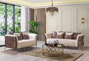 Leina Ivory-Coffee  Velvet Sofa & Loveseat