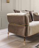 Leina Ivory-Coffee  Velvet Sofa & Loveseat