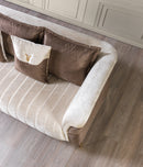 Leina Ivory-Coffee  Velvet Sofa & Loveseat