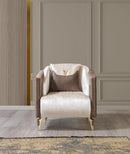 Leina Ivory-Coffee  Velvet Sofa & Loveseat