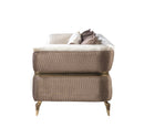 Leina Ivory-Coffee  Velvet Sofa & Loveseat