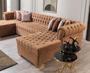 Lauren Mocha Velvet Double Chaise Sectional