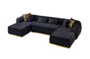 Jess Velvet Black Double Chaise Sectional