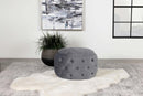 Angelina Tufted Storage Round Ottoman Steel Grey 915408