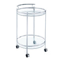 Chrissy Round Glass Bar Cart Chrome 181367