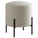 Basye Round Upholstered Ottoman Beige and Matte Black 905496