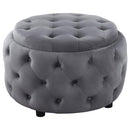 Angelina Tufted Storage Round Ottoman Steel Grey 915408
