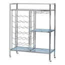 Derion Glass Shelf Serving Cart with Casters Chrome 181370