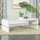 Airell Rectangular Coffee Table with Glass Shelf White High Gloss 703798